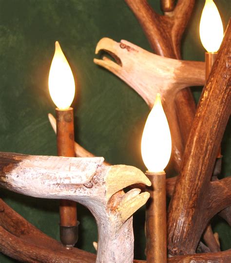 Due to the custom nature of our creations, we require a 50% deposit on all orders; Eagles over Elk Antler Bowl Chandelier