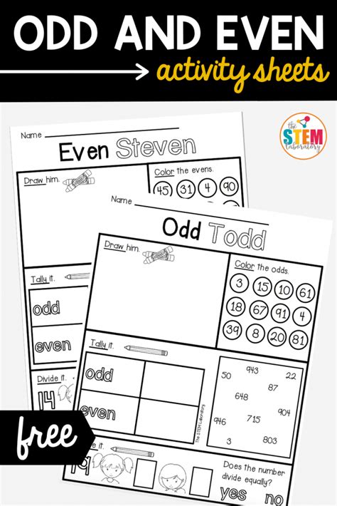 Odd And Even Activity Sheets The Stem Laboratory