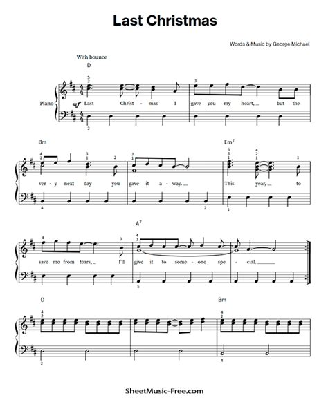 Download Last Christmas Sheet Music Easy Piano Pdf George Michael