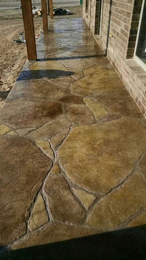 Stamped And Stained Concrete Patio In Flagstone Concrete Stain