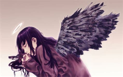 720p Free Download Forgive Me Cute Angel Anime Sad Black Wing