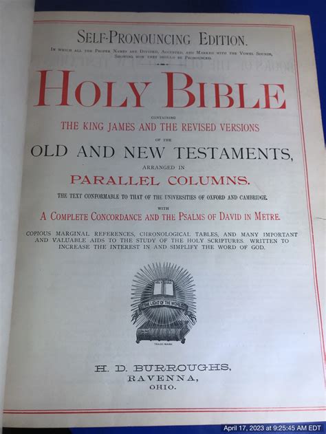 Pronouncing Parallel Bible Containing The King James And The Revised