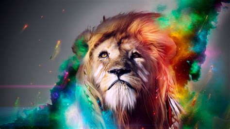 Colorful Lion Desktop Wallpaper