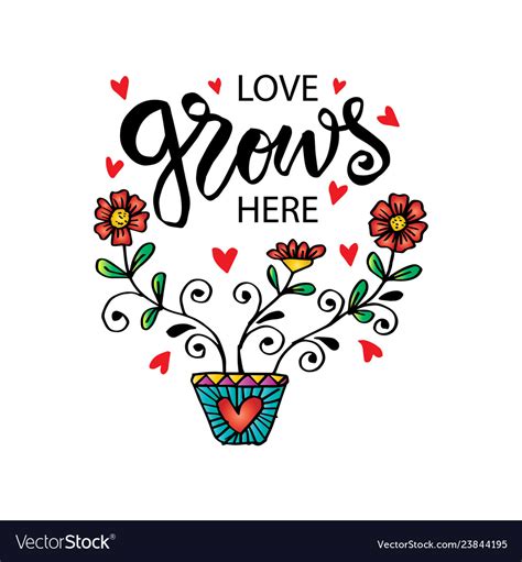 Love Grows Here Romantic Royalty Free Vector Image