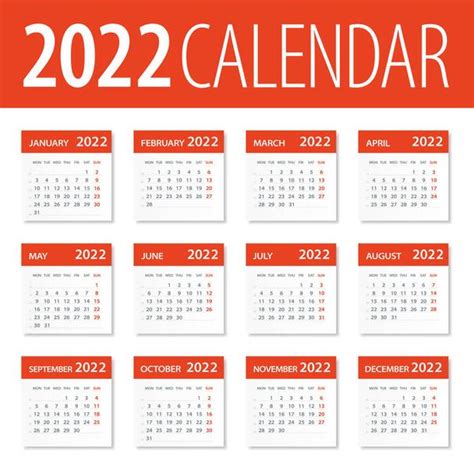 2022 Calendar Free Stock Vectors