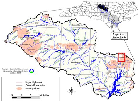 The jordan lake state recreation area is located approximately 30 miles from raleigh, north carolina. Map of the Jordan Lake watershed, a tributary watershed of ...