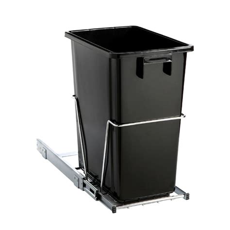 Trash recycling cans in corner cabinet spin like lazy susan. Black 8 gal. Under the Cabinet Pull-Out Trash Can | The ...