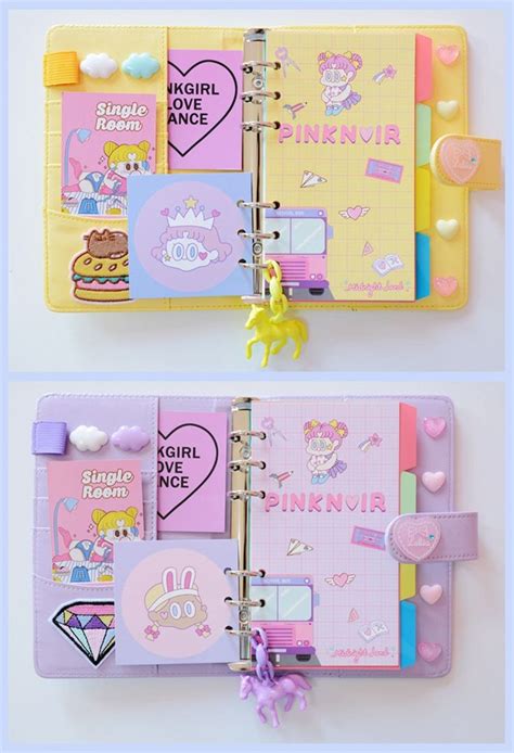 Cute Kawaii A6 Notebook Macaron Leather Diy Loose Leaf Journal Diary Spiral Time Planner
