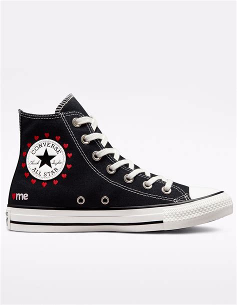 Converse Chuck Taylor All Star Embroidered Hearts Womens Shoes Blk