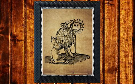 Lion Eating Sun Poster Alchemy Occult Art Print Hermetic Etsy