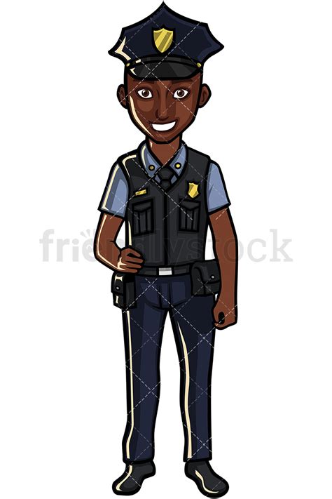 Black Policeman Cartoon Vector Clipart Friendlystock