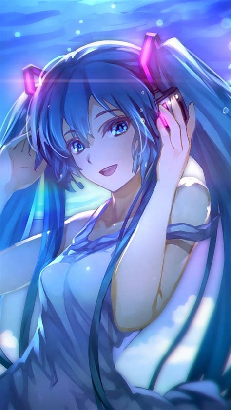 Download Hatsune Miku Beautiful Anime Girl Smile 720x1280 Wallpaper