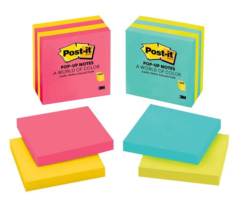 Post It Pop Up Notes X Cape Town Assorted Colors Pads Pack