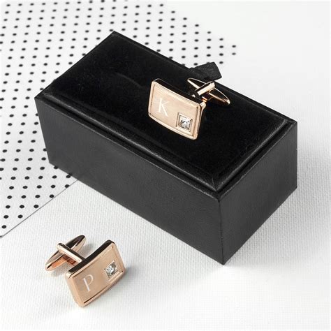 Personalised Rose Gold Plated Cufflinks With Crystal Love My Ts