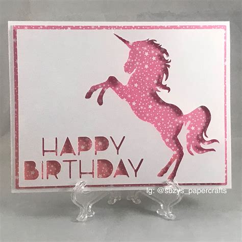 Unicorn Birthday Card Handmade Cricut Pink Instagram Suzys