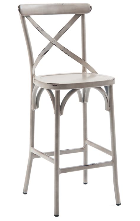 Stool features and height matter, too. Aluminum Cross Back Barstool in Antique White Finish | Metal bar stools, Aluminum bar stools ...