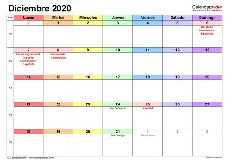 Calendario Diciembre 2020 En Word Excel Y Pdf Calendarpedia