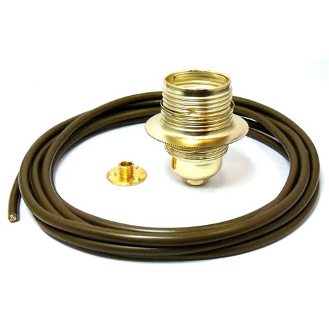 E27 Es Lamp Holder Rewire Kit 3m Gold Cable And Back Plate Light And