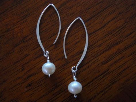 Freshwater Pearl And Sterling Silver Hoopdangle Earrings Etsy