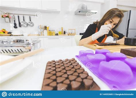 Woman Making Chocolate Stock Image Image Of Melted 144552685