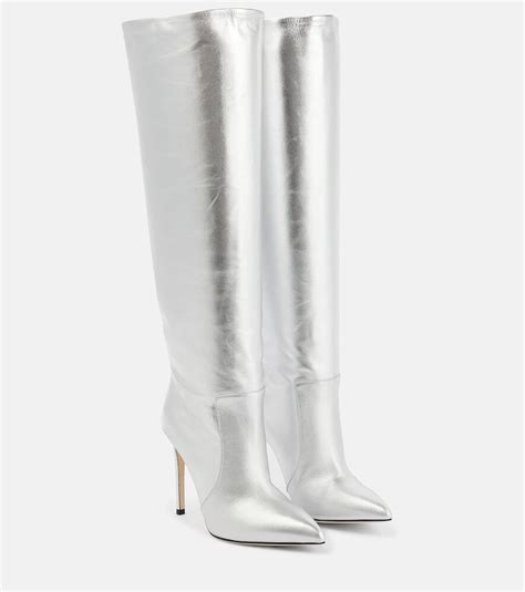 Paris Texas Stiletto Metallic Leather Knee High Boots Editorialist