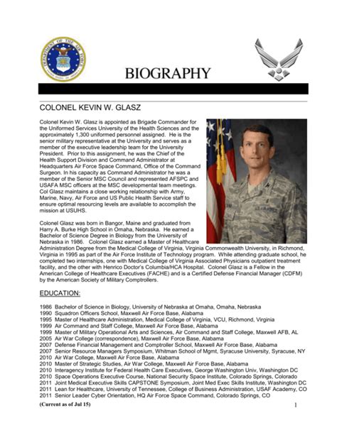 Air Force Biography Template