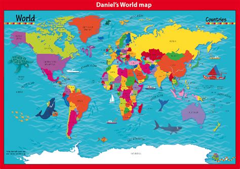 Personalised Childrens Picture World Countries Map