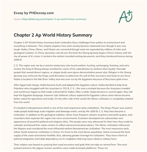 Chapter 2 Ap World History Summary 500 Words