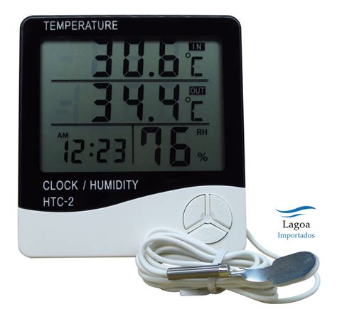 Medidor Umidade Ar Termometro Sensor Externo Relógio Digital Mercado