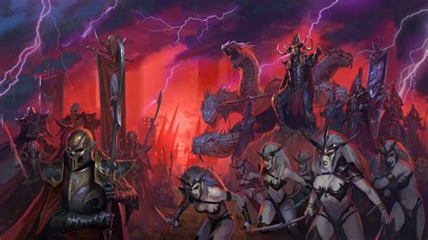 Army Illustration Total War Warhammer Ii Warhammer Dark Elf Hd