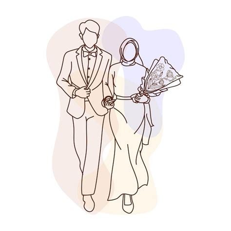 Premium Vector Hand Drawn Wedding Couple Vector Illustration
