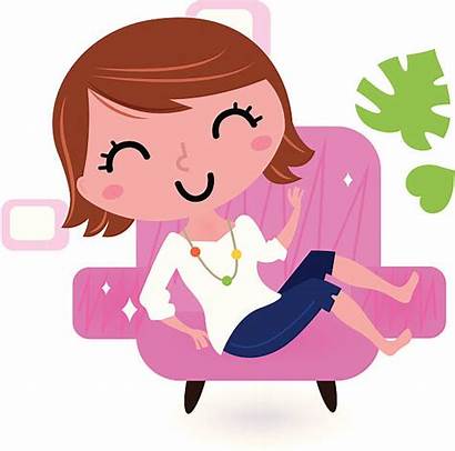 Relaxing Woman Vector Clip Young Clipart Couch