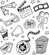 Movie Doodle Themed Doodles Drawings Film Journal Bullet Easy Vector sketch template