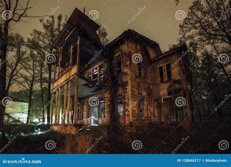 Old Creepy Wooden Abandoned Haunted Mansion Royalty Free Stock Photo