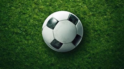 Top View Vector Illustration Realistic Soccer Ball On A Football Field