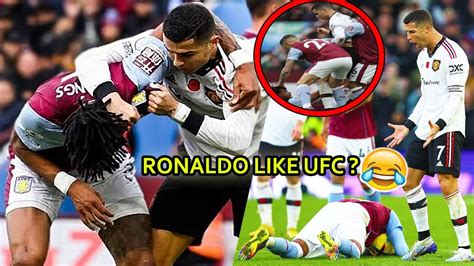 Cristiano Ronaldo Grappling Fight And Yellow Card Vs Aston Villa Youtube