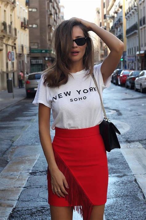 Red Skirt Summer Outfit Pencil Skirt Casual Outfit Ideas For 2020