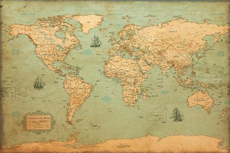 World Map Antique Style