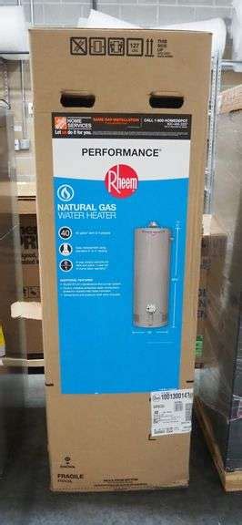 Rheem Performance 40 Gallon Tall 6 Year 36000 Btu Natural Gas Tank