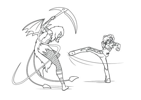 Demon Fight Line Art By Stickaroo On Deviantart