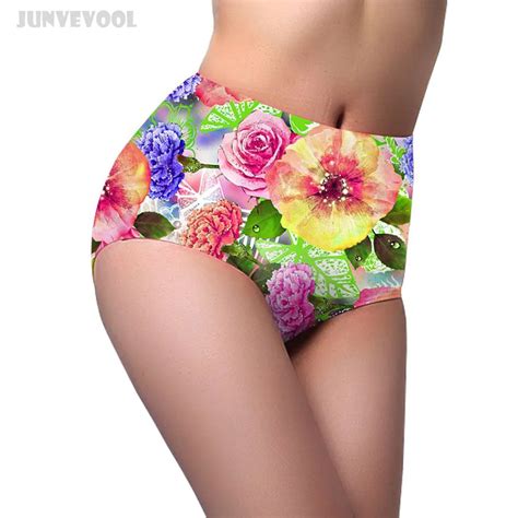 Buy Flower Print Panties Colorful Floral Panty Womens Briefs High Waist Shaper