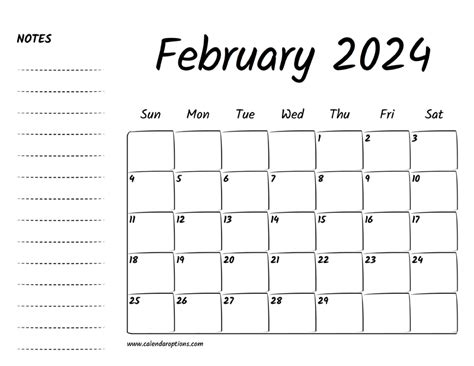 February 2024 Printable Calendar Calendar Options