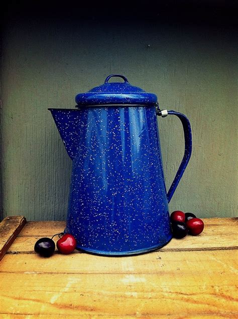 Coffee Pot Enamel Coffee Pot Dark Blue By Godsavestrawberryjam