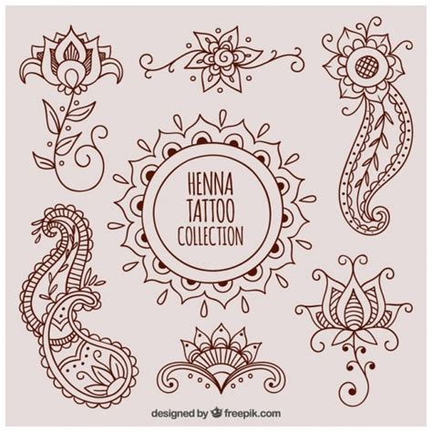 Beautiful Henna Tattoos Vector Free Download