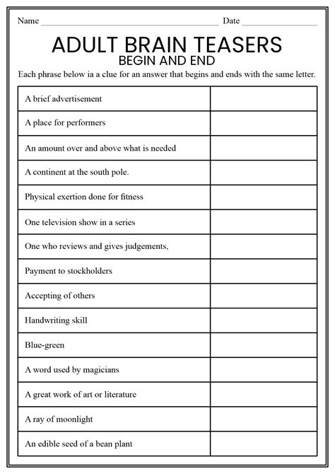 12 Best Images Of Riddles And Brain Teasers Worksheets Printable