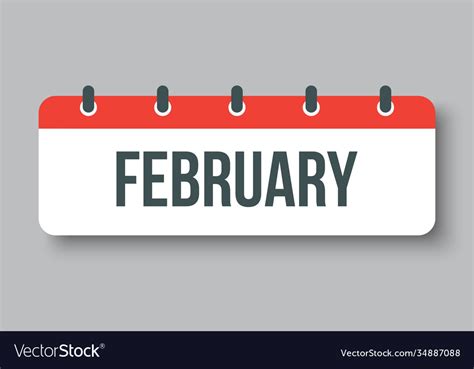 Icon Page Calendar Winter Month February Vector Image