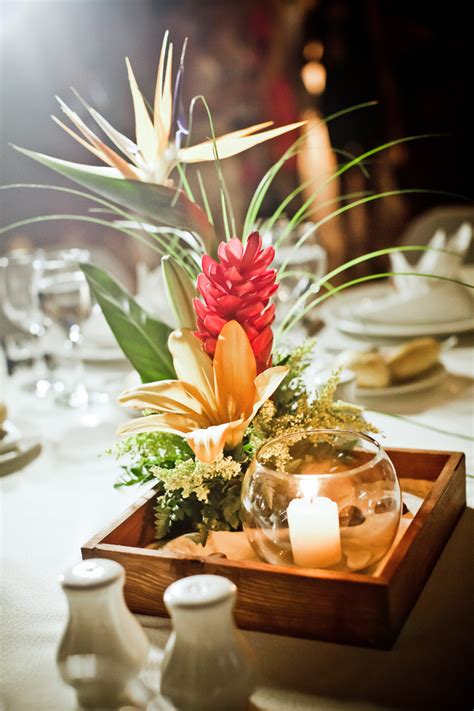 Posted by ping he on august 3, 2011 at 11:48 pm. Tropical wedding photo with beach inspired centerpiece by ...