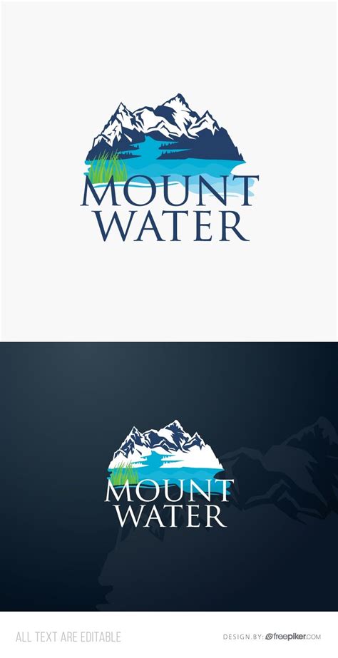 Water Logo With Mountain And Blue Ocean Nature Water Logo Water Bottle