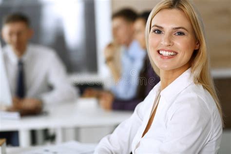 Business Woman Using Computer At Workplace In Modern Office Secretary