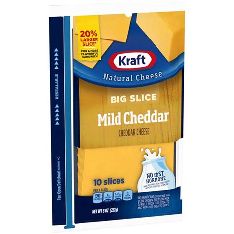 Kraft Natural Cheese Big Slice Mild Cheddar Cheese Slices 10ct Hy Vee